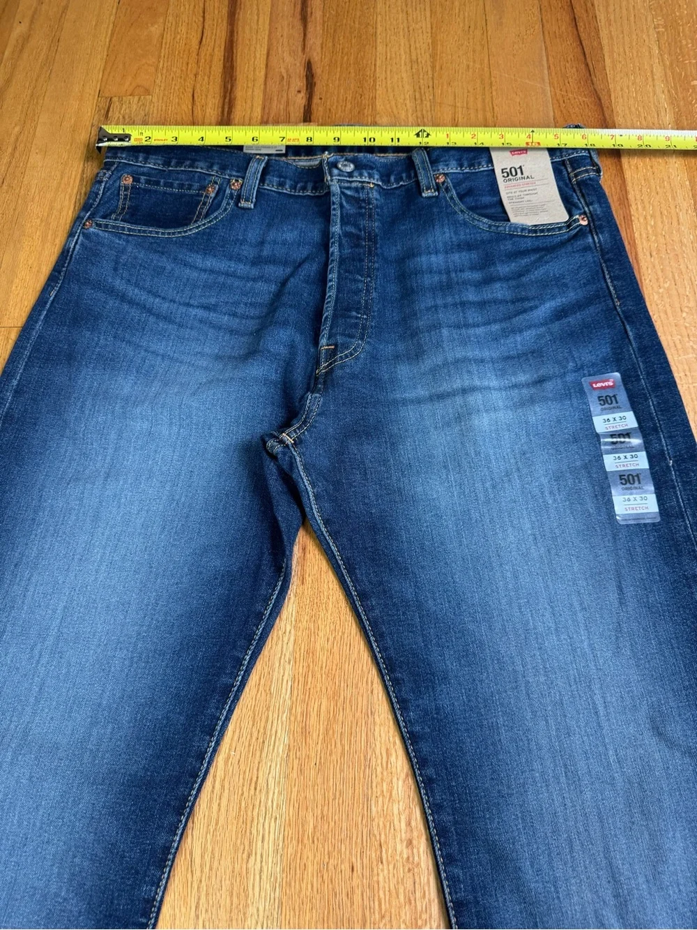 NWT Levis 501 Original Fit Advanced Stretch Mens 36x30Straight Leg Jeans Button